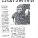 Les murs pour dire la poésie par Cédric Flament [Article de presse] in Vers l'Avenir (Namur), 30 mars 2005